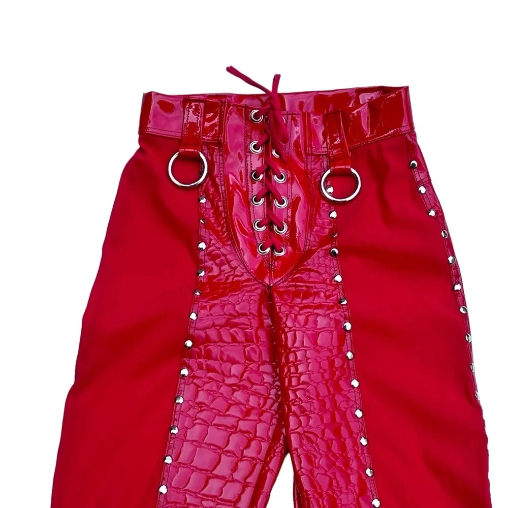 Red Flare Pants - Picture 4 of 16